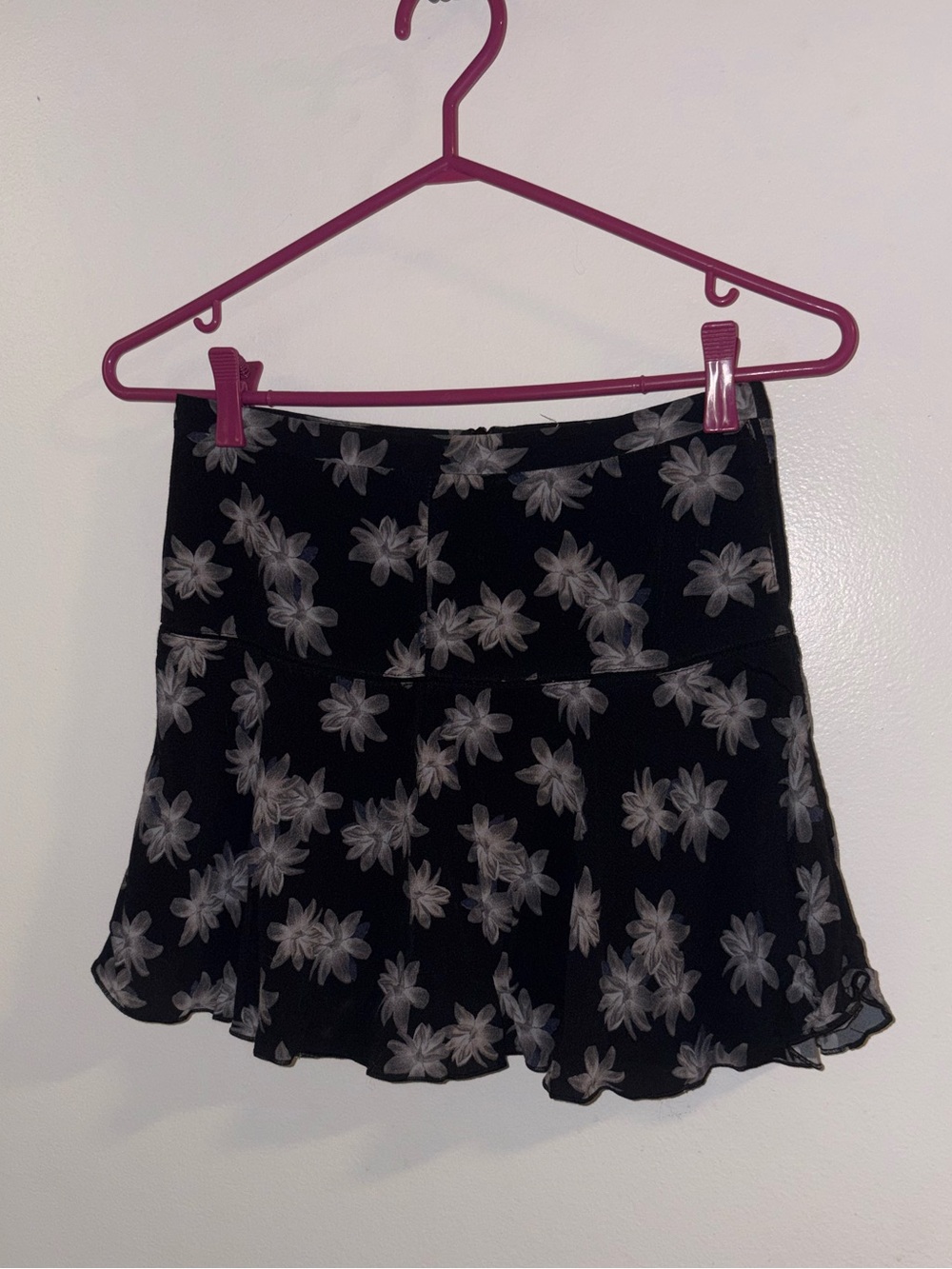 Sunday Best Black Floral Mini Skirt with White Flowers
